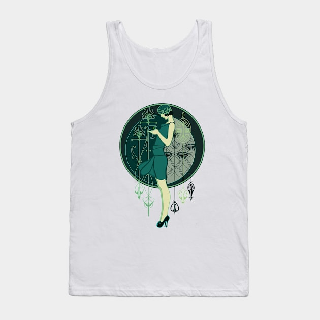 Art Deco Lady Tank Top by Marike Korting Art